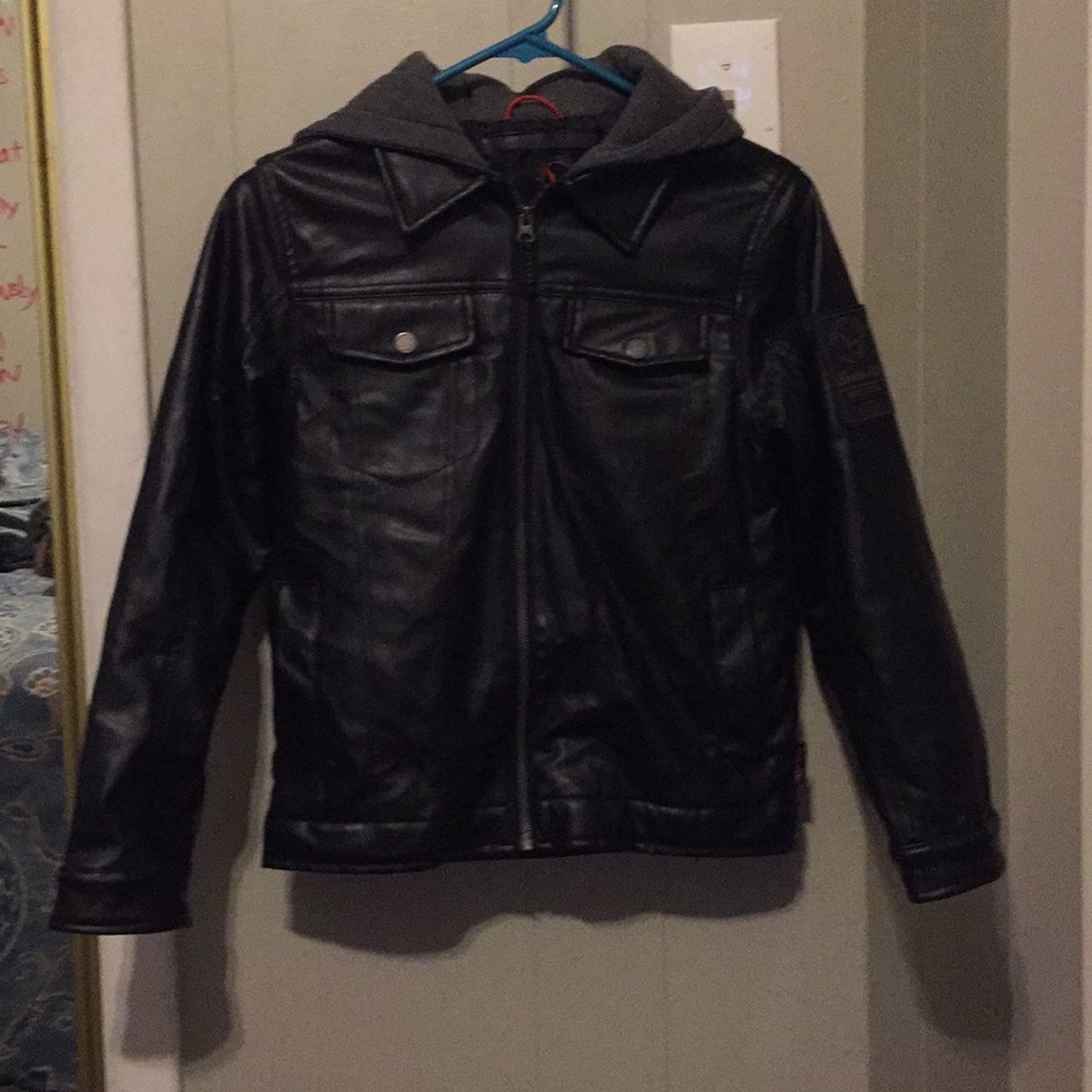 Boys Insulated Imitation Leather Coat